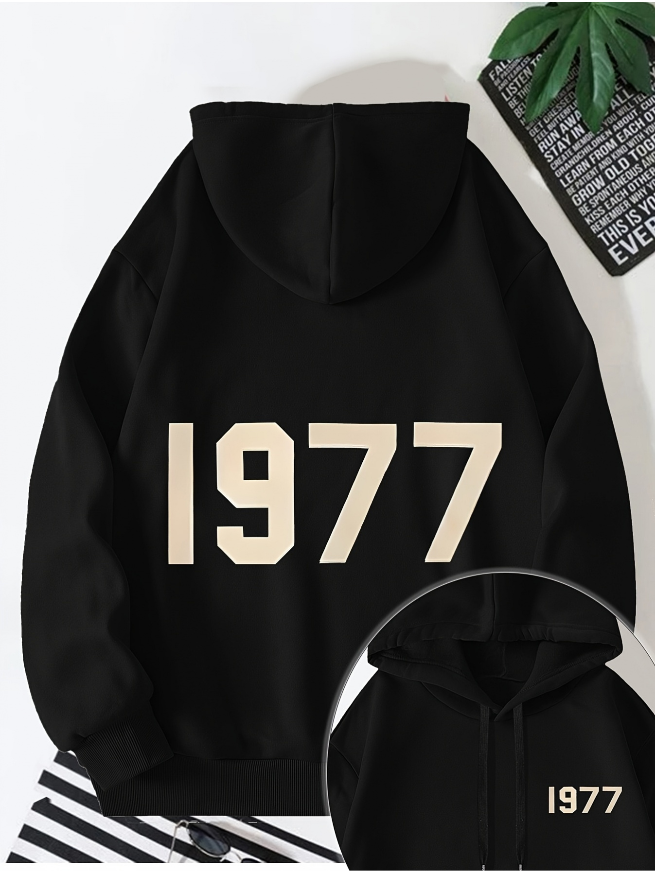 Fear Of God Essential - 1977 Kanguru Cepli, Harfli Baskılı Kapüşonlu